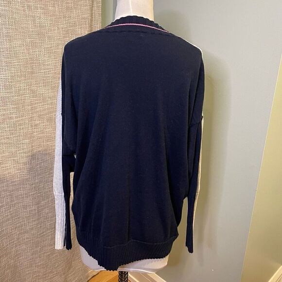 Lisa Todd Borderline Sweater Large Grey Blue Navy Ice Navy Luxury Cotton 2X - Picture 8 of 11
